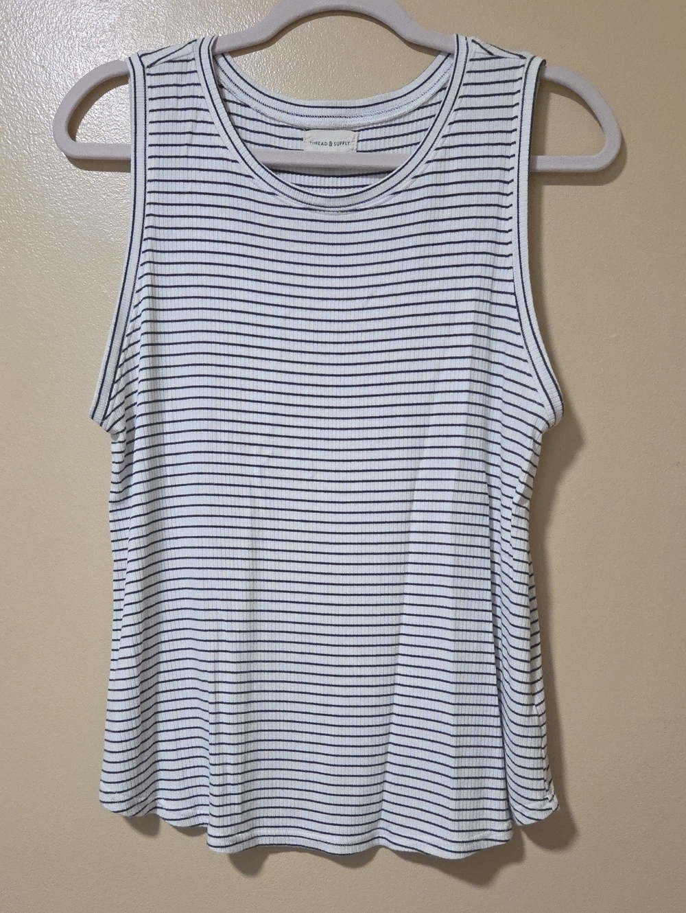 Madewell Black & White Ribbed Stripe Tank